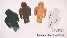  Presentation with different - Slide set featuring four-wooden-figure-persons background and a sky blue colored foreground