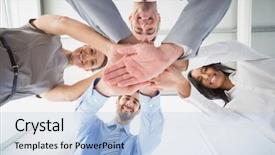  Presentation with hands down - Slides with frozen green beans as background closeup background and a seafoam green colored foreground