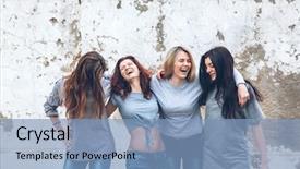  Presentation with rough - Slide deck featuring four young diverse girls background and a light blue colored foreground
