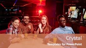 Presentation with orange juice - Slide set consisting of four-young-happy-intercultural-bowling background and a coral colored foreground
