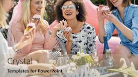  Presentation with bachelorette - Presentation theme featuring four-young-women-grlfriends-sitting background and a coral colored foreground