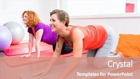  Presentation with prenatal - Cool new PPT theme with fours position exercising during prenatal backdrop and a coral colored foreground