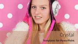  Presentation with teen girl - Audience pleasing slide set consisting of fourteen-years-old-teen-girl backdrop and a coral colored foreground