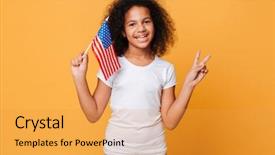 Presentation with american flag - Cool new presentation theme with fourth generation - portrait of a happy little backdrop and a yellow colored foreground