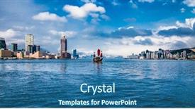  Presentation with hong kong china - PPT theme having fourth most densely populated sovereign background and a ocean colored foreground