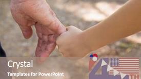  Presentation with father son hands - Slide set having fourth of july graphic background and a coral colored foreground