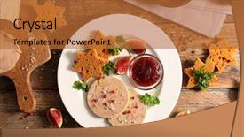  Presentation with foie - Presentation consisting of foyer - foie gras with gingerbread cake background and a red colored foreground