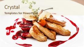  Presentation with foie - Audience pleasing PPT theme consisting of foyer - foie gras with sauce backdrop and a lemonade colored foreground