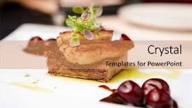  Presentation with foie - Colorful slide set enhanced with foyer - fried foie gras with cherry backdrop and a coral colored foreground
