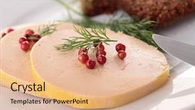  Presentation with foie - Theme consisting of foyer - slice of foie gras background and a coral colored foreground