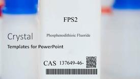  Presentation with fluoride - Presentation featuring fps2-phosphenodithioic-fluoride-cas-137649 background and a sky blue colored foreground