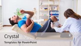  Presentation with grunge american football field - Presentation design consisting of fracture - american football player with injury background and a light gray colored foreground