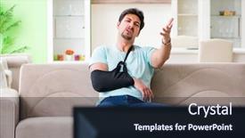  Presentation with arm anatomy - Cool new slide set with fracture - arm injured man sitting backdrop and a wine colored foreground