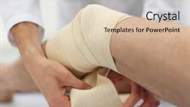  Presentation with bandaging - Cool new presentation theme with ankle fracture - closeup doctor bandaging a patient's backdrop and a lemonade colored foreground
