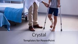  Presentation with walk - Beautiful PPT layouts featuring fracture - doctor assisting injured boy backdrop and a light blue colored foreground