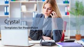  Presentation with employee - PPT layouts enhanced with fracture - injured female employee working background and a light blue colored foreground