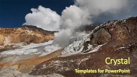  Presentation with volcano - Amazing PPT theme having fracture mountain - active volcano backdrop and a  colored foreground