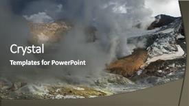  Presentation with volcanic eruption sopka klyuchevskoy volcano - Audience pleasing presentation consisting of fracture mountain - inside active volcanic crater backdrop and a dark gray colored foreground