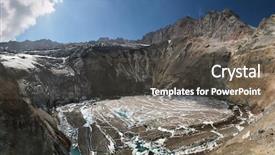  Presentation with ice mountain - Presentation design with fracture mountain - lake in volcanic crater background and a  colored foreground
