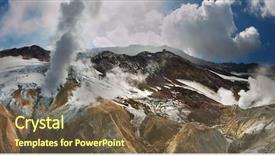  Presentation with volcanic eruption sopka klyuchevskoy volcano - PPT layouts consisting of fracture mountain - panorama of active volcanic crater background and a tawny brown colored foreground
