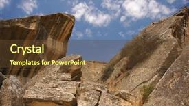  Presentation with rocks and stones - Beautiful PPT theme featuring fracture mountain - rocks and stones against blue backdrop and a  colored foreground