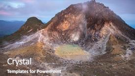  Presentation with volcano - Colorful slide set enhanced with fracture mountain - sibayak volcano at sunrise northern backdrop and a violet colored foreground