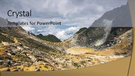  Presentation with indonesia pancasila - Beautiful PPT theme featuring fracture mountain - sibayak volcano near berastagi backdrop and a light blue colored foreground