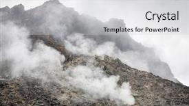  Presentation with volcano - Cool new PPT theme with fracture mountain - sibayak volcano near berastagi backdrop and a light gray colored foreground