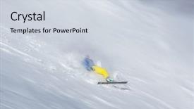  Presentation with accident - Colorful theme enhanced with fracture mountain - skier falling on the slope backdrop and a sky blue colored foreground