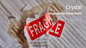  Presentation with logistics fleet of delivery vehicles - Slide deck enhanced with fragile stamp on a delivery background and a coral colored foreground