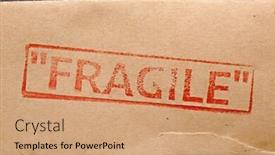  Presentation with stamp - Amazing slide deck having fragile stamp on a delivery pack backdrop and a coral colored foreground