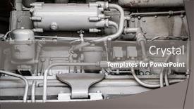  Presentation with military communication - Audience pleasing presentation theme consisting of fragment-of-a-complex-mechanical backdrop and a gray colored foreground