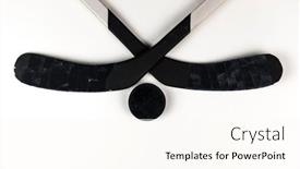  Presentation with puck - Beautiful slides featuring fragment-of-a-hockey-stick backdrop and a cream colored foreground