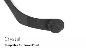  Presentation with hockey puck - Theme with fragment-of-a-hockey-stick background and a white colored foreground