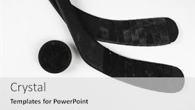  Presentation with hockey puck - Audience pleasing theme consisting of fragment-of-a-hockey-stick backdrop and a light gray colored foreground