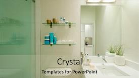  Presentation with luxury - Presentation design featuring fragment of a luxury bathroom background and a mint green colored foreground