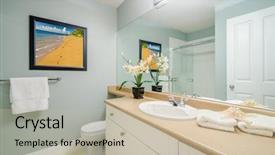  Presentation with luxury - PPT theme with fragment of a luxury bathroom background and a mint green colored foreground