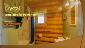  Presentation with log cabin - Beautiful theme featuring fragment of a luxury bathroom in log cabin or cottage backdrop and a tawny brown colored foreground