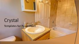  Presentation with log cabin - PPT layouts with fragment of a luxury bathroom in log cabin or cottage background and a coral colored foreground