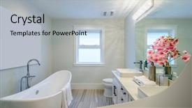  Presentation with bathroom - Slides having fragment of a luxury bathroom background and a light gray colored foreground