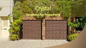  Presentation with luxury house - Audience pleasing PPT theme consisting of fragment of a luxury house with double garage door in vancouver canada backdrop and a tawny brown colored foreground