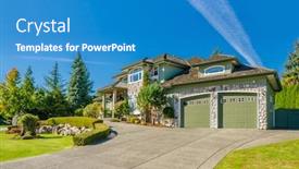  Presentation with luxury house - Slide deck consisting of fragment of a luxury house with a garage door in vancouver canada horizontal orientation background and a teal colored foreground