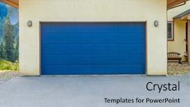  Presentation with luxury house - PPT theme with fragment of a luxury house with a double garage door in vancouver canada background and a light blue colored foreground