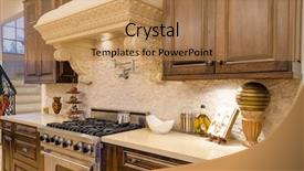  Presentation with luxury house - Presentation theme having fragment of a luxury kitchen background and a coral colored foreground