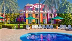  Presentation with luxury resort - PPT layouts featuring fragment of a luxury resort pool background and a teal colored foreground