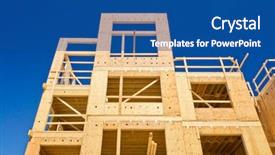  Presentation with under construction - Presentation design enhanced with starts - fragment of a new home background and a ocean colored foreground