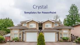  Presentation with house - Theme consisting of fragment-of-a-nice-house background and a sky blue colored foreground