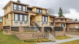  Presentation with house - Slides having fragment-of-a-nice-house background and a coral colored foreground