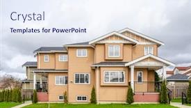  Presentation with house - Slide set with fragment-of-a-nice-house background and a sky blue colored foreground