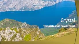  Presentation with trail - Slide set featuring fragment of a nice mountain view garda lake from the trail at monte baldo in italy background and a teal colored foreground